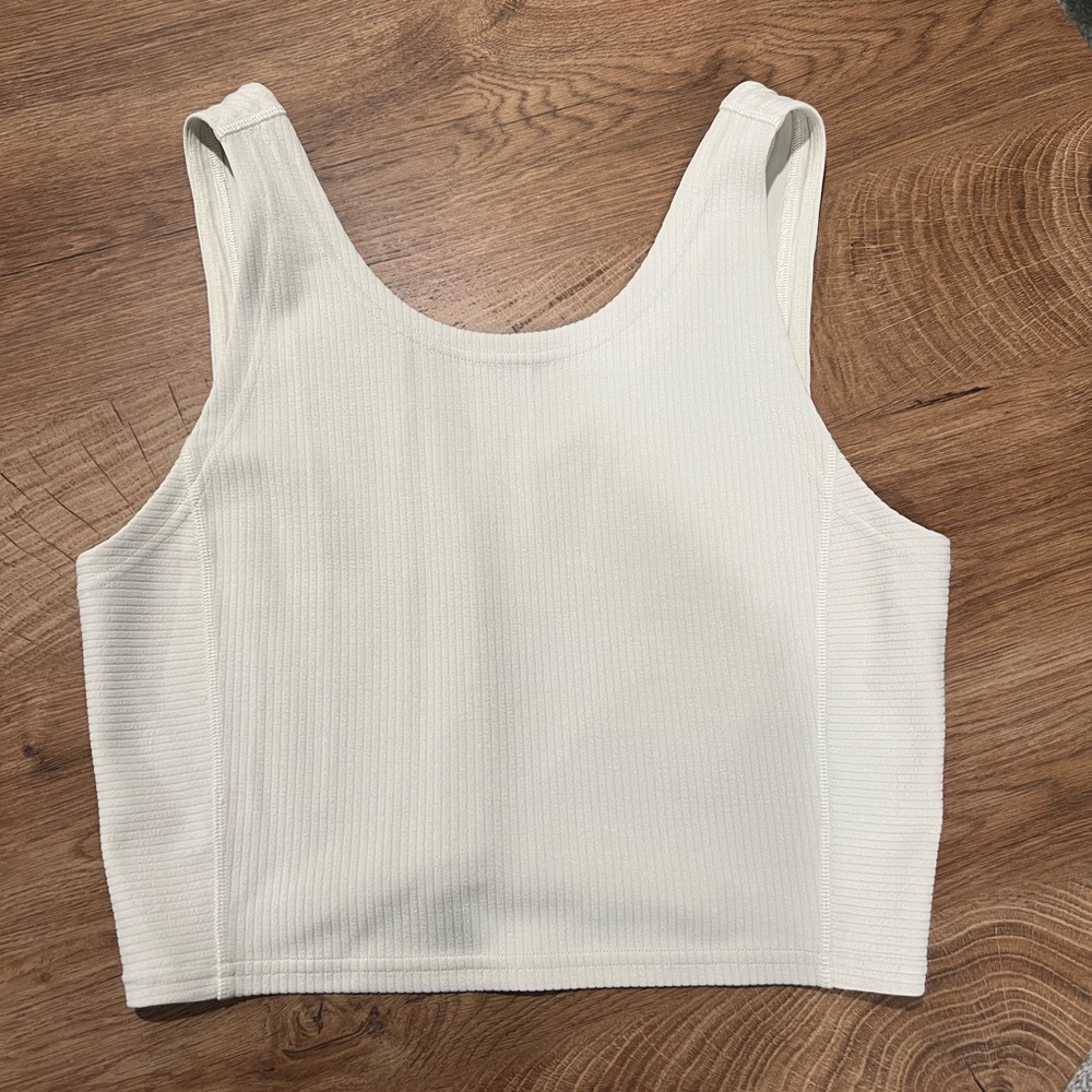 Lululemon Athletica White Fitted Crop Tank Top